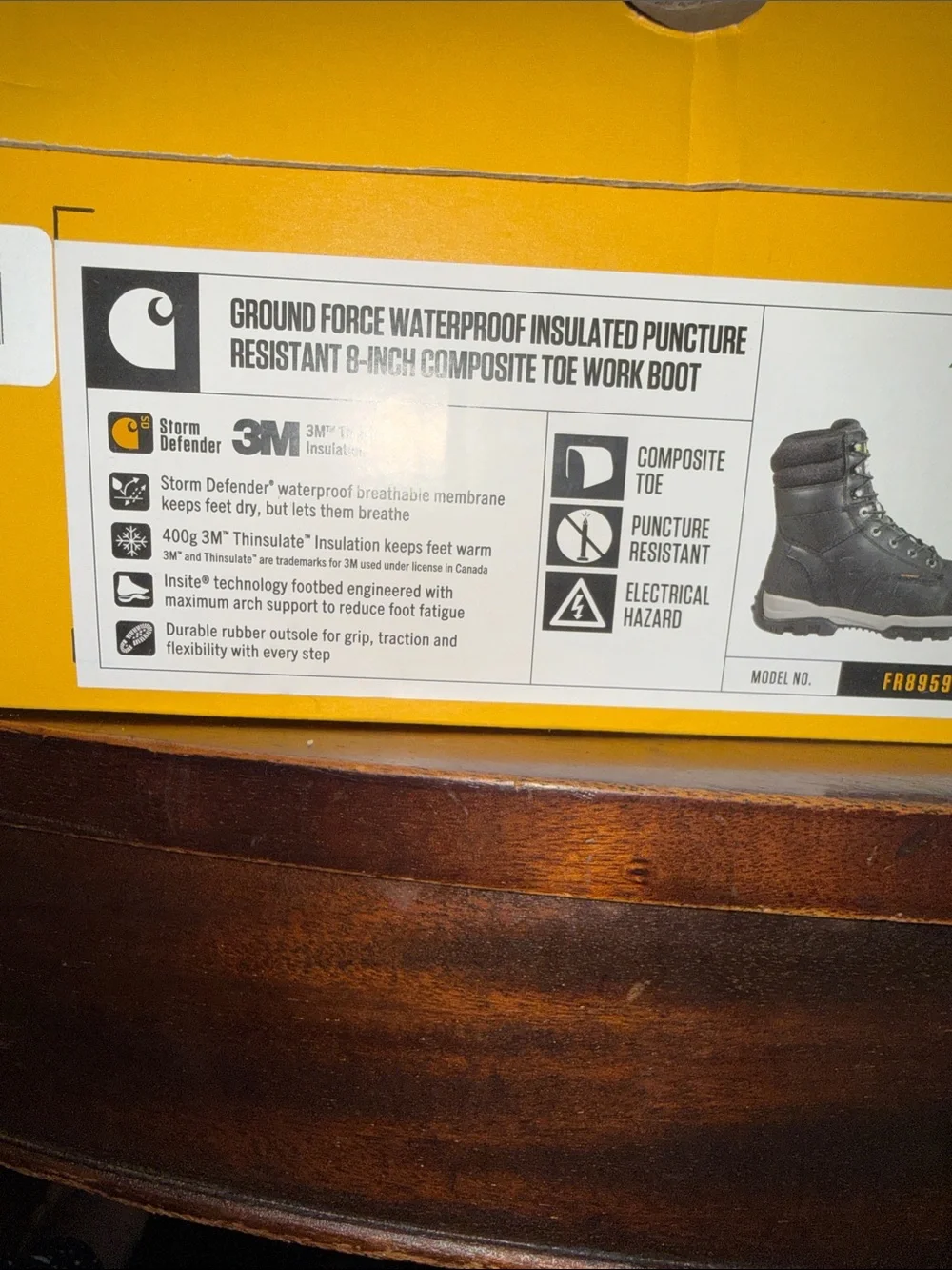 Carhartt Men's Black Lace-Up Waterproof Work Boot